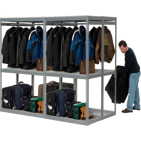 Global Industrial Boltless Luggage Garment Double Rack, 96inW x 48inD x 84inH 796549